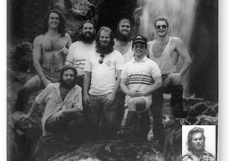 GOUGH 38 (1992-1993): Back (L-R) Michael van Dyk (Meteorologist), Alan Ossher (Radio Technician/Deputy Leader), Clinton Smorenburg (Radio Operator), William Stranix (Medic/Leader); Front: Hendrik Swart (Meteorologist), Francois du Toit (Diesel Mechanic), Jacques Links (Senior Meteorologist).