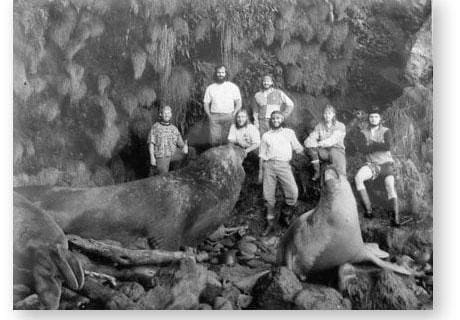 GOUGH 40 (1994-1995): (L-R) Gideon du Preez \"Missfire\" (Diesel Mechanic), Allan du Toit \"The Doc\" (Medic), Shane Rainbird \"Varktjop\" (Communicator), Lynton Twyman \"Houdini\" (Meteorologist/Deputy Leader), Gert van Eeden \"Hennie Hollywood\" (Radio Technician/Leader), Julian Brimelow \"Mouse Trap\" (Senior Meteorologist), Mike Johannes \"Gariepie\" (Meteorologist).