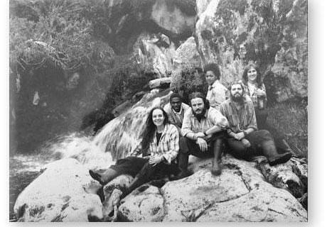 GOUGH 44 (1998-1999): Back (L-R) Kgaugelo Rampedi (Meteorologist), Belinda Enslin (Radio Technician); Middle: David Sepheka (Meteorologist), Didi Enslin (Senior Meteorologist/Deputy Leader); Front: Anke Kotze (Medic/Leader), Johan Greyling (Diesel Mechanic).