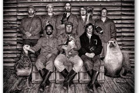 GOUGH 54 (2008-2009): Back (L-R) Tom Mc Sherry (Medic/Team Leader), Vincent Rademeyer (Diesel Mechanic), Rupert Spann (Junior Meteorologist), Henk Louw (RSPB Field Assistant), Paul Visser (RSPB Field Assistant); Front: Itumeleng Lefakane (Junior Meteorologist), Andries v. Staden (Senior Meteorologist), Chantal Steyn (Communications Engineer/Deputy Leader).