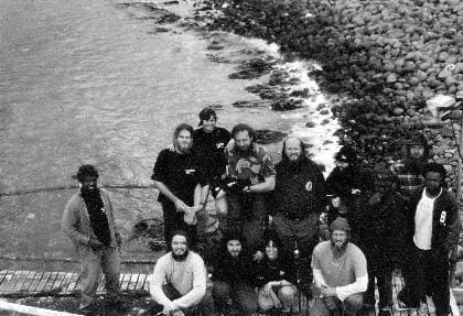 MARION 54 (1997-1998): Back (L-R) David Sepekha (Meteorologist), Richard Mercer (Entomologist), Jeanne Hurford (Birder), Johan Botha (Medic), John McLinden (Radio Technician), Deon Nel (Conservation Officer, Birder), Derrick Shingwenyana (Sealer), Jan Joubert (Diesel Mechanic), Thabo Bela (Meteorologist); Front: Mike Johannes (Deputy Leader, Senior Meteorologist), Jaco Barendse (Entomologist), Michelle Greyling (Birder), Steve Kirkman (Sealer).