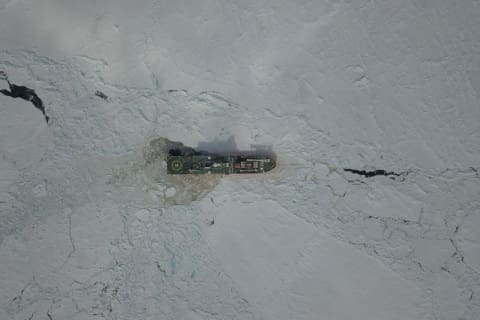S.A. Agulhas II Breaking Ice