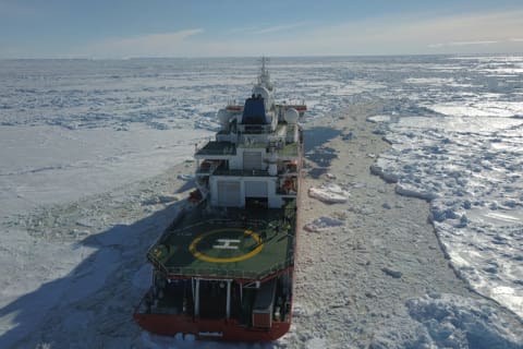 S.A. Agulhas II Breaking Ice