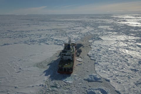 S.A. Agulhas II Breaking Ice