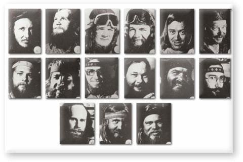 SANAE 19 (1978): Top (L-R) Errol de Kock, Chris Swart, Wiets Roos, Johan Steyn, Stan Roberts, Julius Marschal; Middle: Logan Surgeson, Paul Griffin, Riaan Lourens, John Shearman, Hannes Kruger, Alfie Dalton; Bottom: Lee Hall, Willem Kotze, Koos Byleveld.