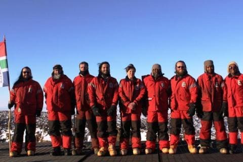 SANAE 55 (2016): (L-R) Padraig Riley, Mike Phillips, Vince Rademeyer, Parikshit Bohra, Abby Paton, Mokete Makhanya, David Malan, Bona Mbeki, Tshepo Tawane, Mark White.