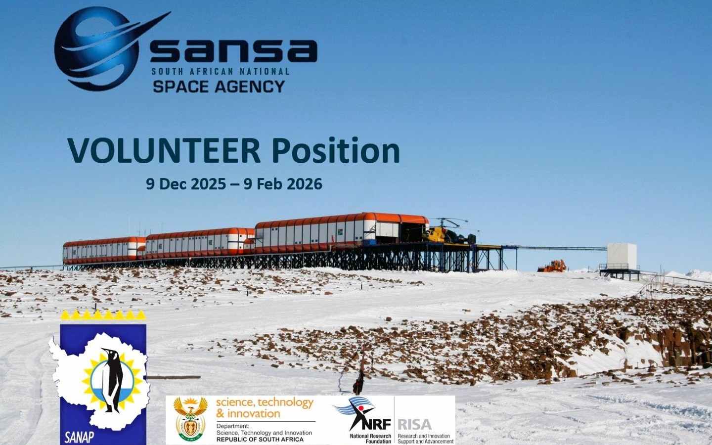 SANSA: Volunteer position for relief voyage to SANAE IV, Antarctica